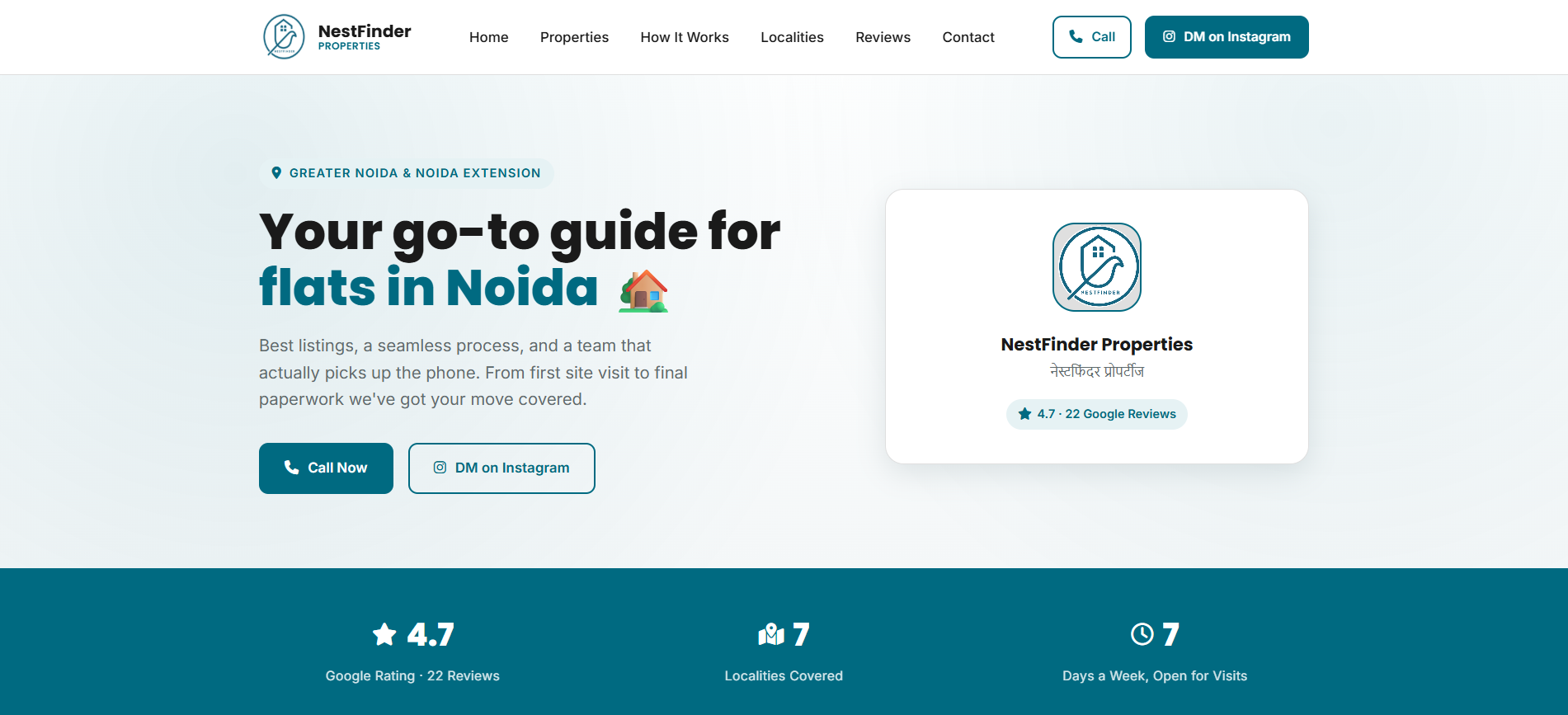 NestFinder real estate listings website designed by WebInstant