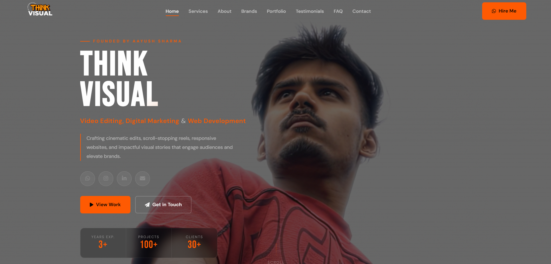 Think Visual video editor portfolio website designed by WebInstant