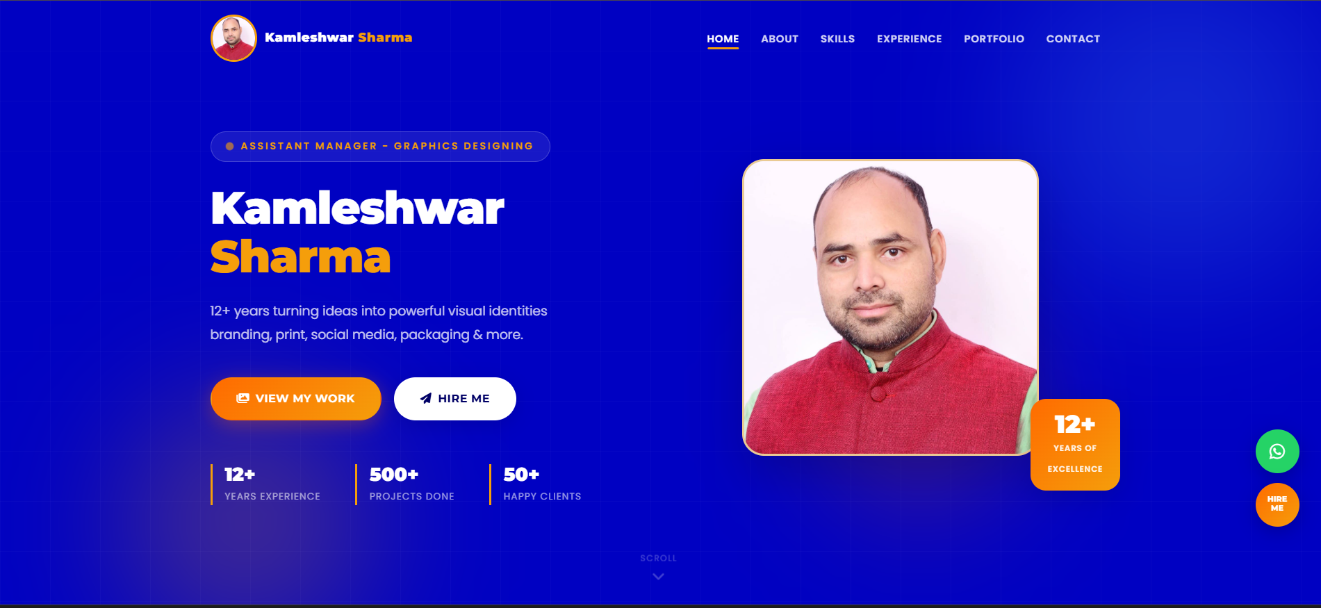 Kamleshwar Sharma graphic designer portfolio website designed by WebInstant